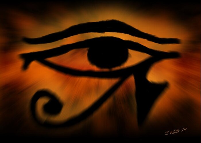 Egyptian Art Greeting Card featuring the painting Eye of Horus Eye of Ra by John Wills