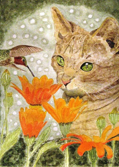 Kittens Greeting Card featuring the painting Eye To Eye by Angela Davies