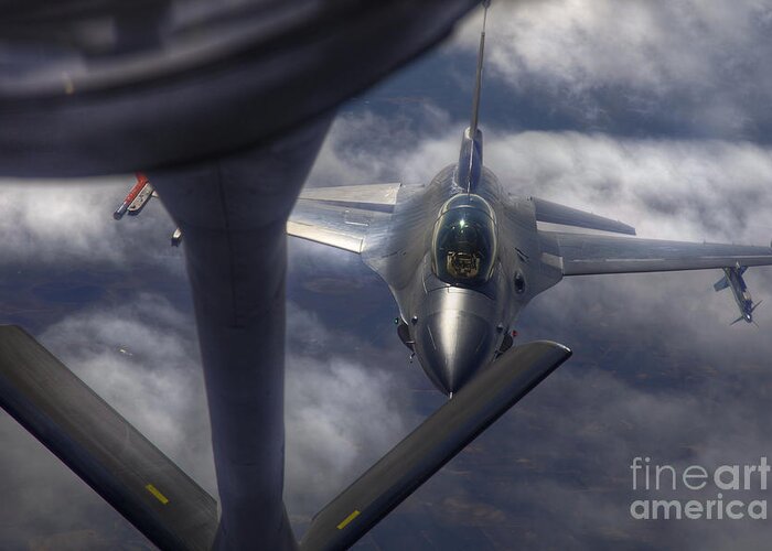 Kc-135 Greeting Card featuring the photograph F-16 Fighter by Cooper Ross