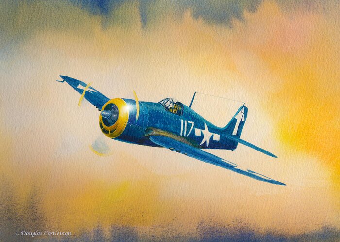 Military Greeting Card featuring the painting F6F-5 Hellcat by Douglas Castleman