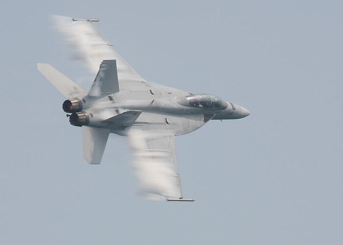 fa 18 Greeting Card featuring the photograph FA 18 Super Hornet Wing Vapor by Donna Corless