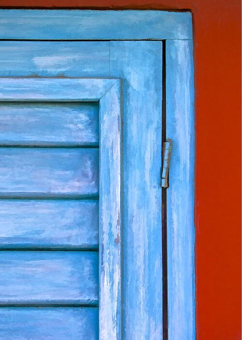 Abstract Greeting Card featuring the painting Faded Blue Shutter III by David Letts