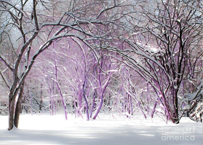 Winter Greeting Card featuring the photograph Fairies Winter Wonderland by Barbara McMahon