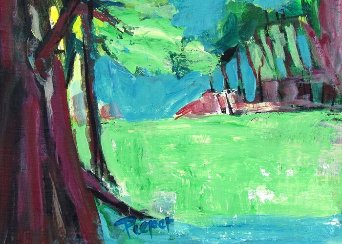 Golf Fairway Greeting Card featuring the painting Fairway in Early Spring by Betty Pieper