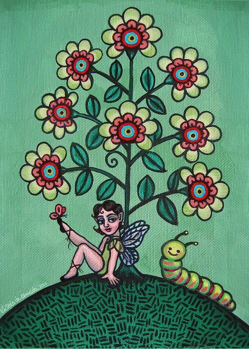 Fairy Greeting Card featuring the painting Fairy Series Katrina by Victoria De Almeida