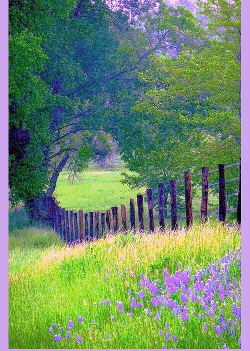 Fairy Tale Meadow Greeting Card featuring the digital art Fairy Tale Meadow With Lupines by Pamela Smale Williams