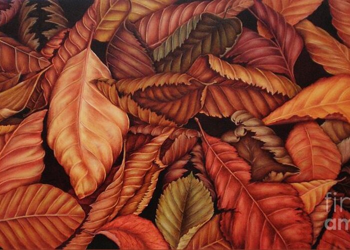 Autumn Greeting Card featuring the painting Fall colors by Paula Ludovino