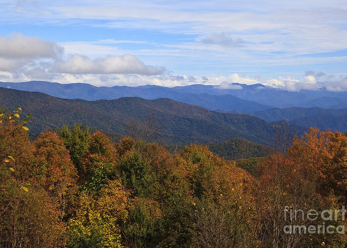 Blue Greeting Card featuring the photograph Fall in the Mountains by Jill Lang
