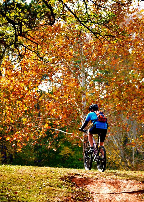Fall Greeting Card featuring the photograph Fall Mountain Bike Ride by Sandi OReilly