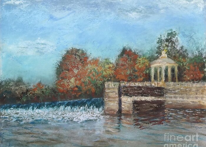 Fall Greeting Card featuring the painting Fall on Boathouse Row by Carol DENMARK