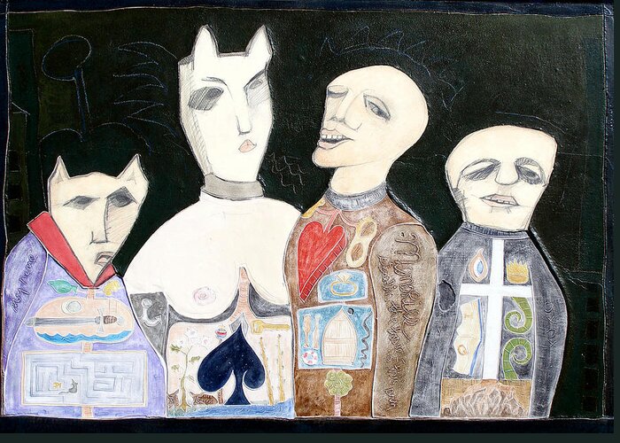 Human Figure Greeting Card featuring the painting Family Four by Michael Sharber