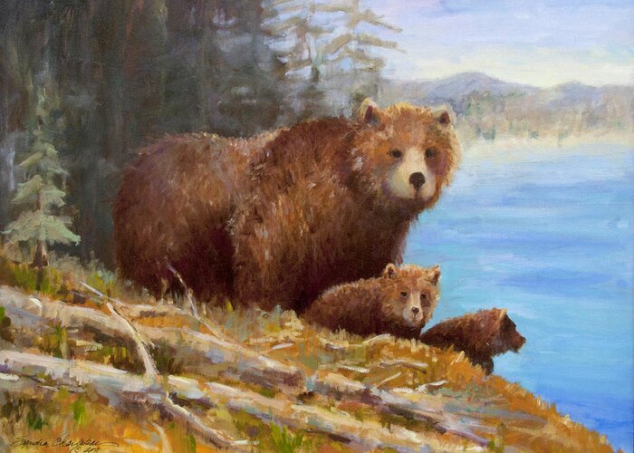 Bear Greeting Card featuring the painting Family Outing by Sandra Charlebois