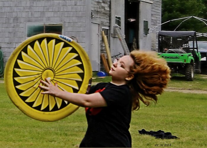 Action Photography Greeting Card featuring the photograph Fanning Frisbee by Catherine Melvin