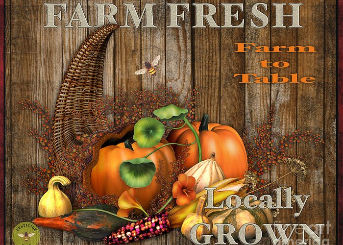 Wood Greeting Card featuring the digital art Farm Fresh-JP2131 by Jean Plout