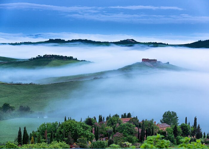 Scenics Greeting Card featuring the photograph Farm In Tuscany At Dawn by Gehringj