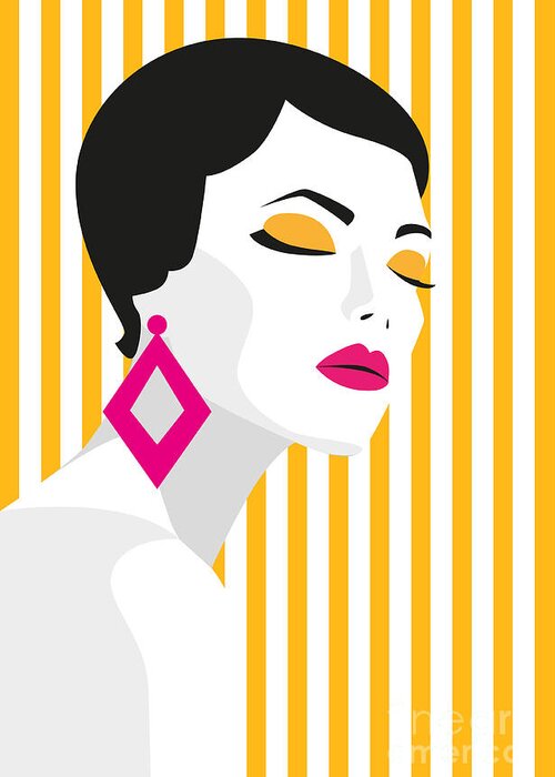 Makeup Greeting Card featuring the digital art Fashion Girl Bold Minimal Style Pop by Mary stocker