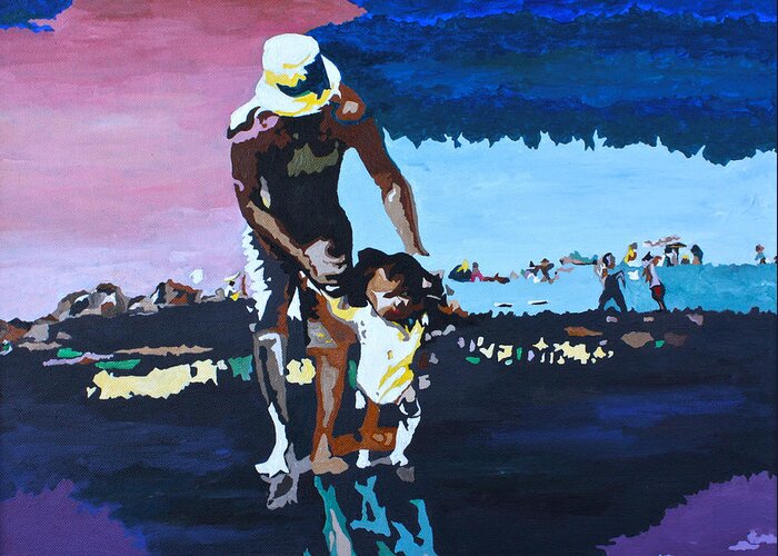 Father Greeting Card featuring the painting Father and Son by Carol Tsiatsios