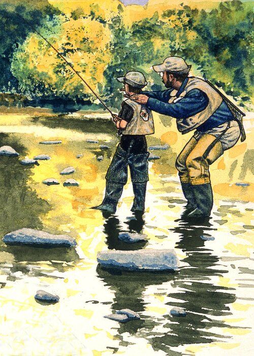 Father and Son Greeting Card by John D Benson