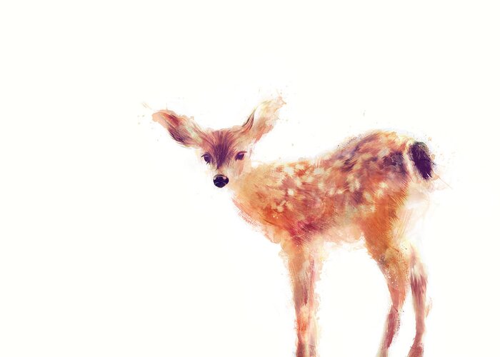 Fawn Greeting Card featuring the painting Fawn by Amy Hamilton