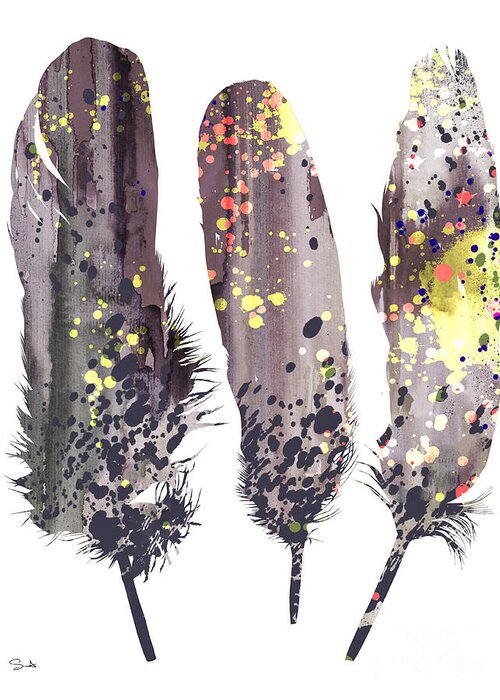 Feathers Greeting Card featuring the painting Feathers by Watercolor Girl