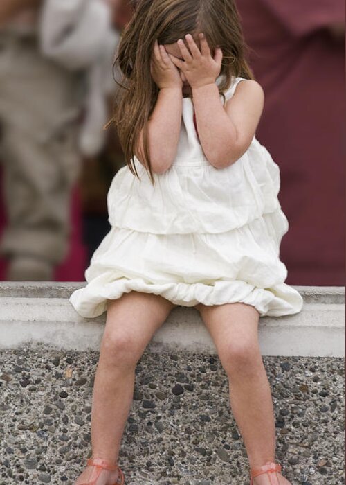 Little Girl Greeting Card featuring the photograph Fed Up With The Presidential Visit by Scott Lenhart