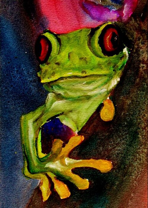Frog Greeting Card featuring the painting Feeling a Little Froggy by Lil Taylor