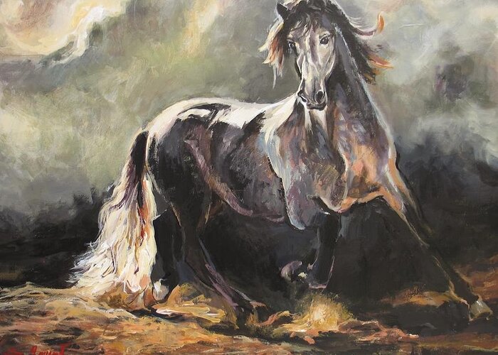 Horse Greeting Card featuring the painting Feeling by Tigran Ghulyan