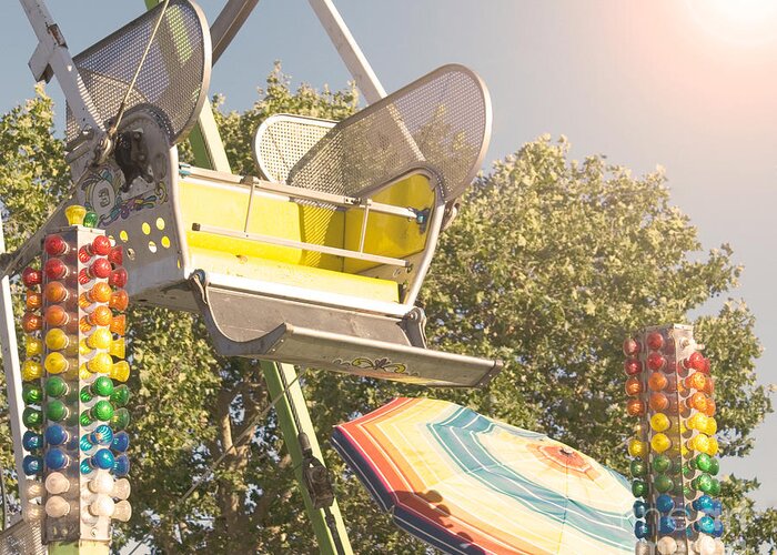 Yellow Greeting Card featuring the photograph Ferris wheel bucket by Cindy Garber Iverson