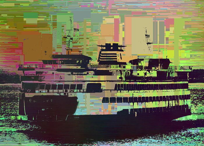 Abstract Greeting Card featuring the digital art Ferry Cubed 2 by Tim Allen
