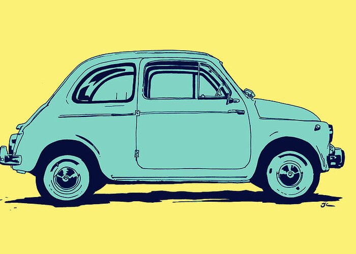 Car Greeting Card featuring the drawing Fiat 500 by Giuseppe Cristiano