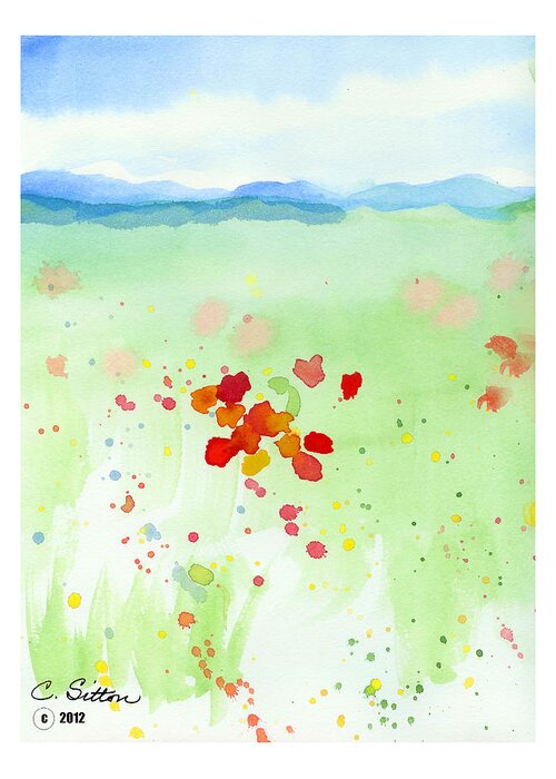 C Sitton Painting Paintings Greeting Card featuring the painting Field of Flowers 2 by C Sitton