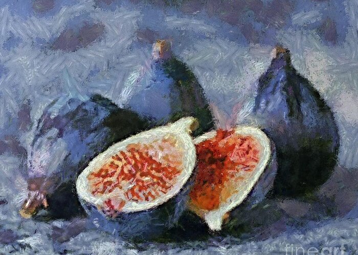 Figs Greeting Card featuring the painting Figs by Dragica Micki Fortuna