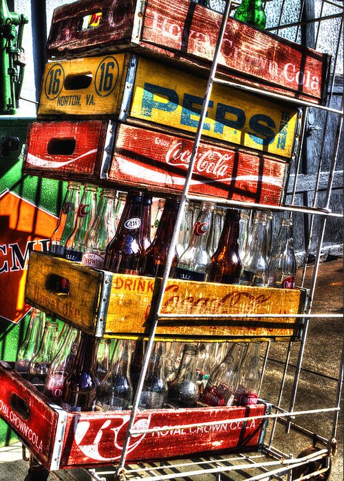 Soda Crates Greeting Card featuring the photograph Filling Station Sodas by Michael Eingle