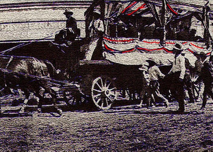 Film Homage Yankee Doodle Dandy 1942 Horse Drawn Wagon Congress And Stone Tucson Arizona C.1895-2008 Greeting Card featuring the photograph Film homage Yankee Doodle Dandy 1942 horse drawn wagon Congress and Stone Tucson Arizona c.1895-2008 by David Lee Guss