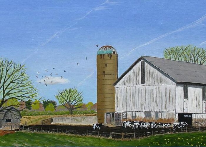 Pennsylvania Barn Greeting Card featuring the painting Finally It's Spring by Barb Pennypacker