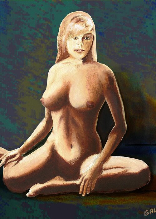 Female Greeting Card featuring the painting FINE ART FEMALE NUDE JESS SEATED mods2b by G Linsenmayer
