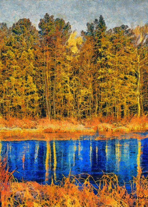 Rossidis Greeting Card featuring the painting Finland forest by George Rossidis
