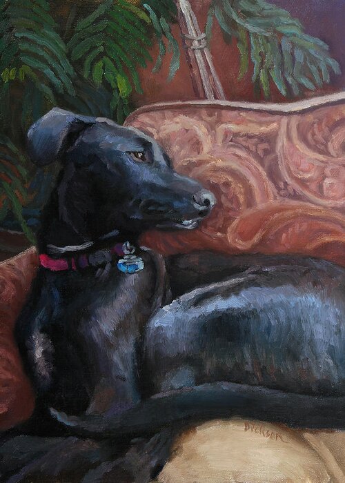 Dog Greeting Card featuring the painting Finley by Jeff Dickson