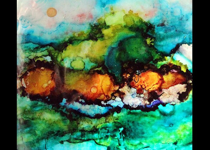 Alcohol Ink Greeting Card featuring the painting Fire by Alene Sirott-Cope