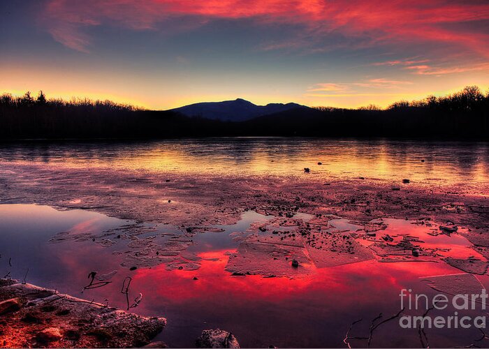 Fire And Ice At Price Lake Located In Blowing Rock Greeting Card featuring the photograph Fire and Ice at Price by Robert Loe