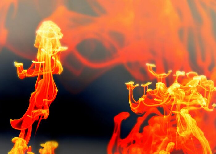 Abstract Greeting Card featuring the photograph Fire Dance of Dye by Melissa Rensen
