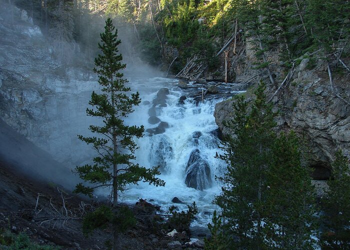 Waterfall Greeting Card featuring the photograph Firehole Falls by Carl Moore