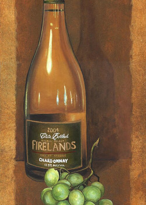 Wine Artwork Greeting Card featuring the painting Firelands Chardonnay by Terri Meyer