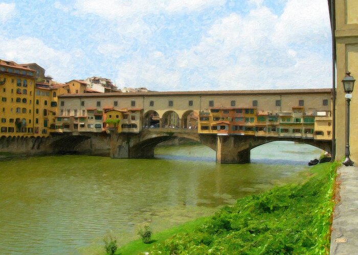Firenze Greeting Card featuring the painting Firenze Bridge Itl2153 by Dean Wittle