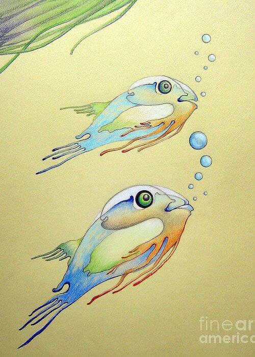 Fish Greeting Card featuring the drawing Fish by Alexa Szlavics
