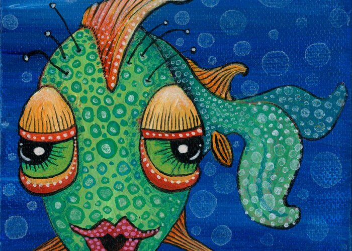 Fish Lips Greeting Card featuring the painting Fish Lips by Tanielle Childers