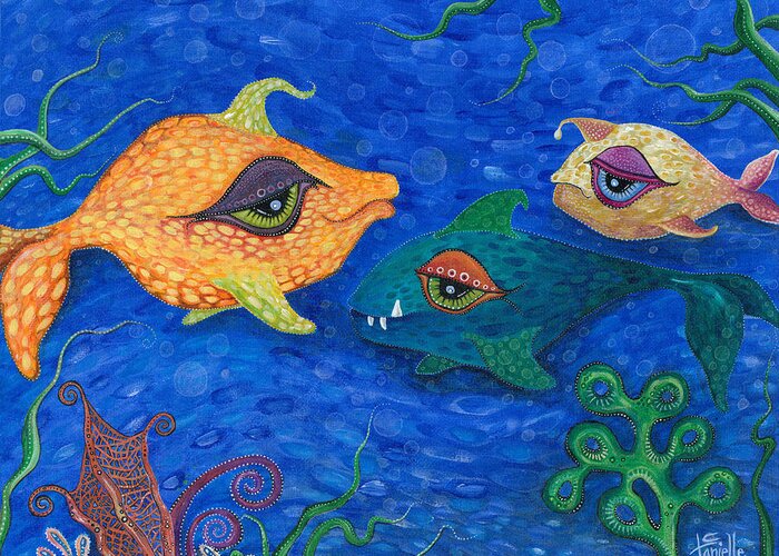 Fish Greeting Card featuring the painting Fishin' for Smiles by Tanielle Childers