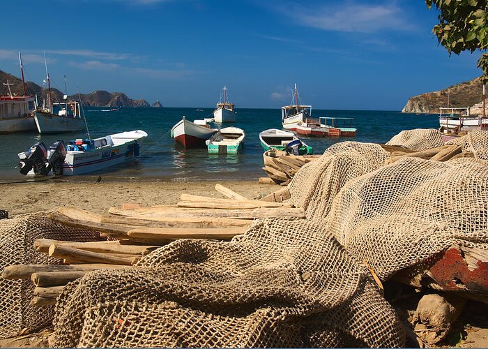 Fishing Greeting Card featuring the photograph Fishing Boats in Taganga by Ildi Papp