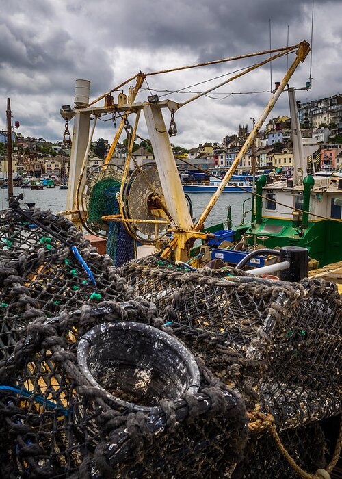 Brixham Greeting Card featuring the photograph Fishing pots at Brixham by Mark Llewellyn