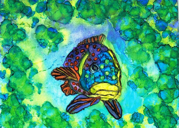 Landscape Greeting Card featuring the painting Fishy by Kelly Dallas